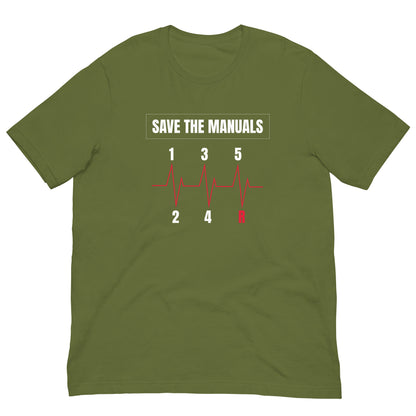 Save the Manuals heartbeat manual gearbox graphic t-shirt — Marque