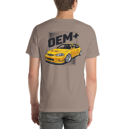 OEM+ tee, Pebble back view — Marque automotive apparel