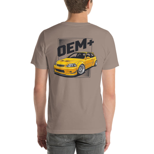 OEM+ tee, Pebble back view — Marque automotive apparel
