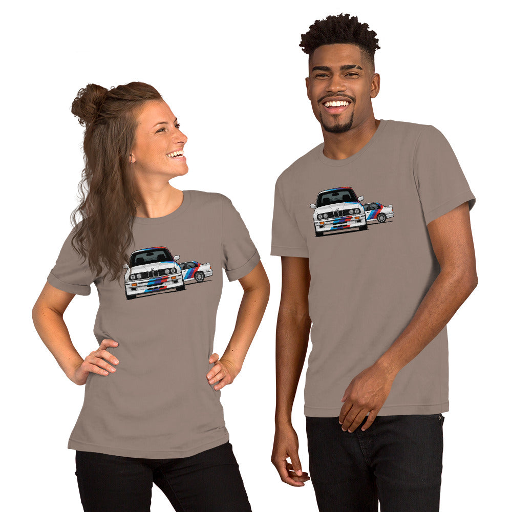 E30 Box Flare Tee — Widebody Icon graphic t-shirt, Pebble front view (2) — Marque automotive apparel
