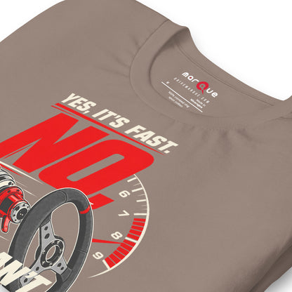 Yes It's Fast, No You Can't Drive It t-shirt, Pebble print detail — Marque automotive apparel