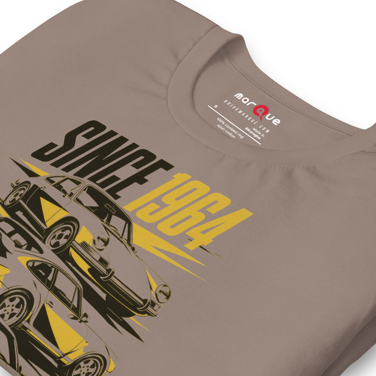 Stuttgart's Finest Since '64 t-shirt, Pebble print detail — Marque automotive apparel