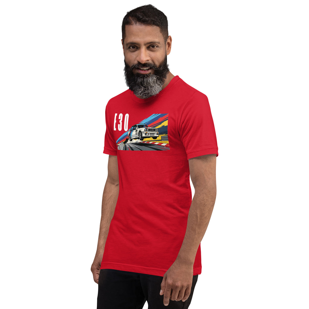 E30 Touring Car Tee — Group A Heritage graphic t-shirt, Red front view (6) — Marque automotive apparel