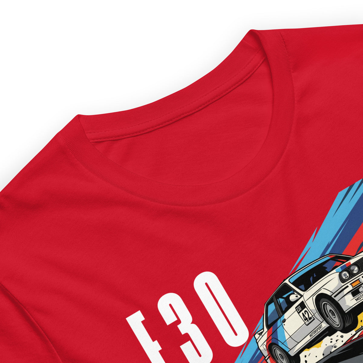 E30 Touring Car Tee — Group A Heritage graphic t-shirt, Red print detail — Marque automotive apparel