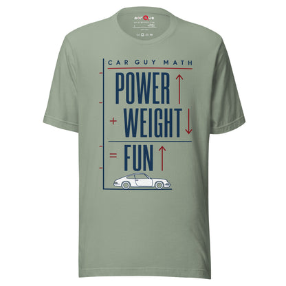 Car Guy Math t-shirt, Sage front view — Marque automotive apparel