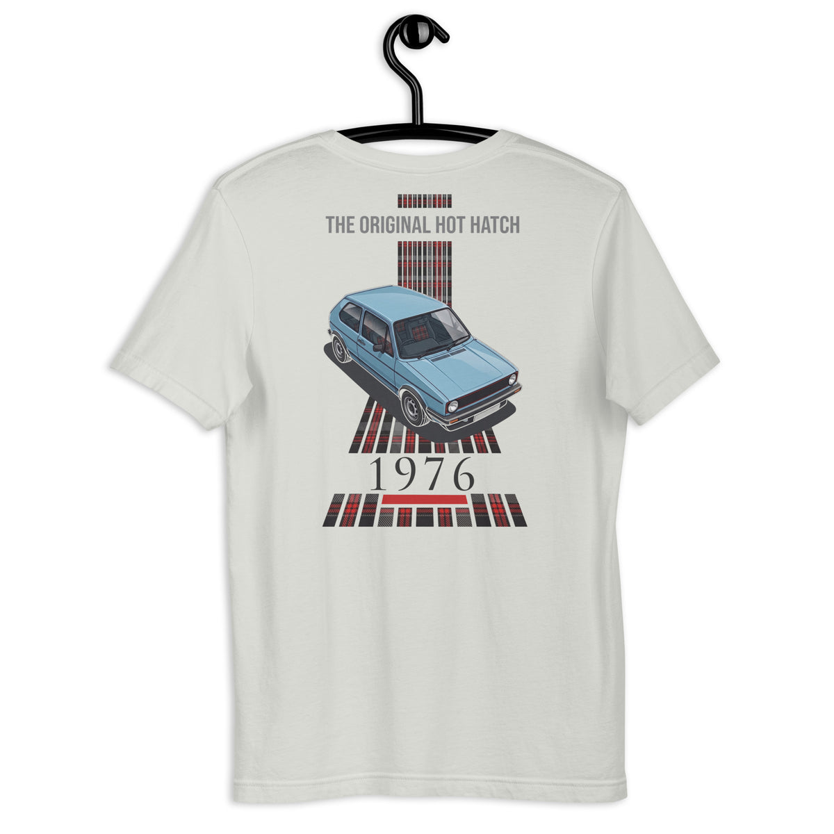 1976 Original Hot Hatch Tee — The Blueprint graphic t-shirt, Silver back view (2) — Marque automotive apparel