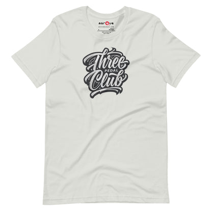 Three Pedal Club Tee — Manual Only graphic t-shirt, Silver front view — Marque automotive apparel