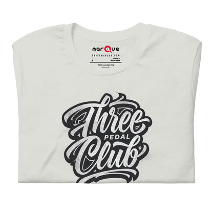 Three Pedal Club Tee — Manual Only graphic t-shirt, Silver front view (2) — Marque automotive apparel