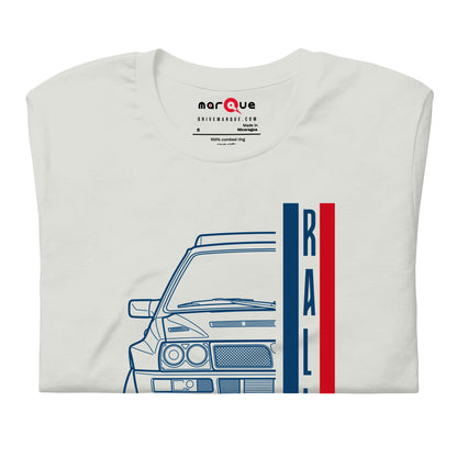 Group A Rally Tee — Six in a Row graphic t-shirt, Silver front view (2) — Marque automotive apparel