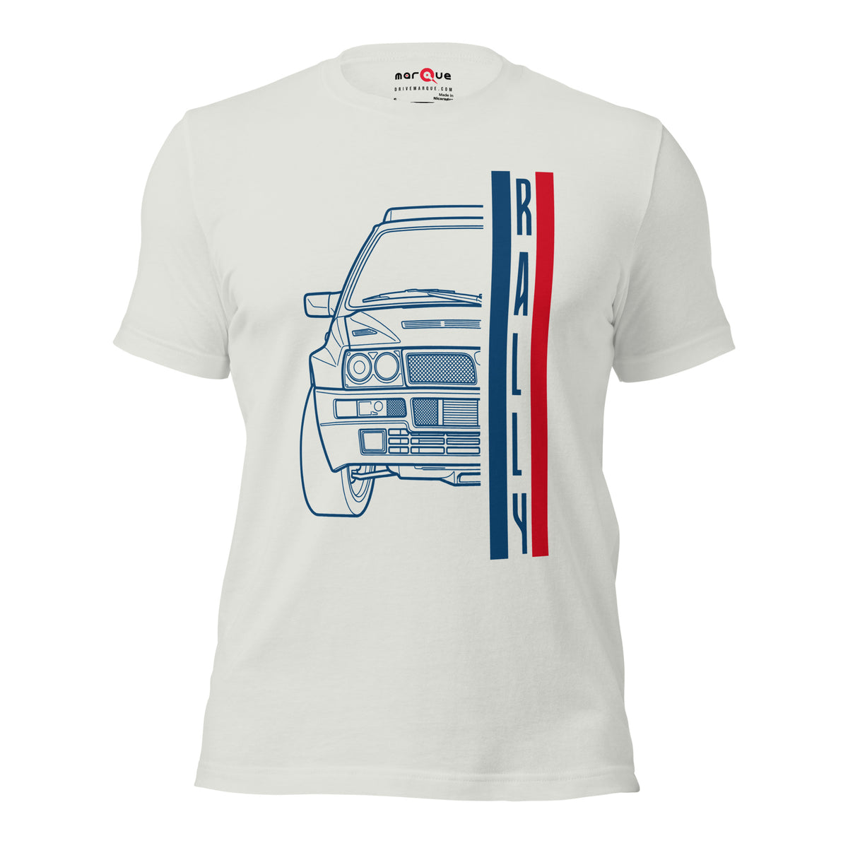 Group A Rally Tee — Six in a Row graphic t-shirt, Silver front view — Marque automotive apparel