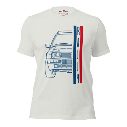 Group A Rally Tee — Six in a Row graphic t-shirt, Silver front view — Marque automotive apparel