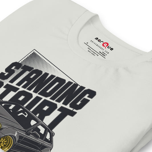 Standing Start Tee — Lights Out graphic t-shirt, Silver print detail — Marque automotive apparel