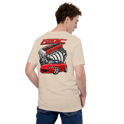 F20C Redline Royalty Tee, Soft Cream back view — Marque automotive apparel
