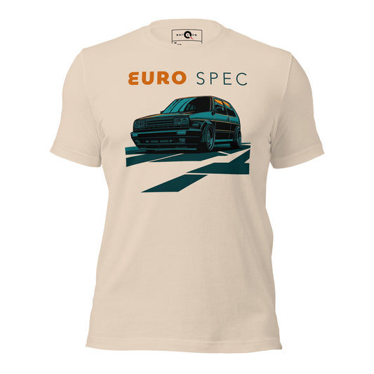 Euro Spec Tee — Mk2 Hot Hatch graphic t-shirt, Soft Cream front view — Marque automotive apparel