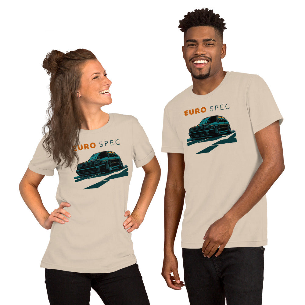 Euro Spec Tee — Mk2 Hot Hatch graphic t-shirt, Soft Cream front view (2) — Marque automotive apparel