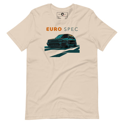 Euro Spec Tee — Mk2 Hot Hatch graphic t-shirt, Soft Cream front view (4) — Marque automotive apparel