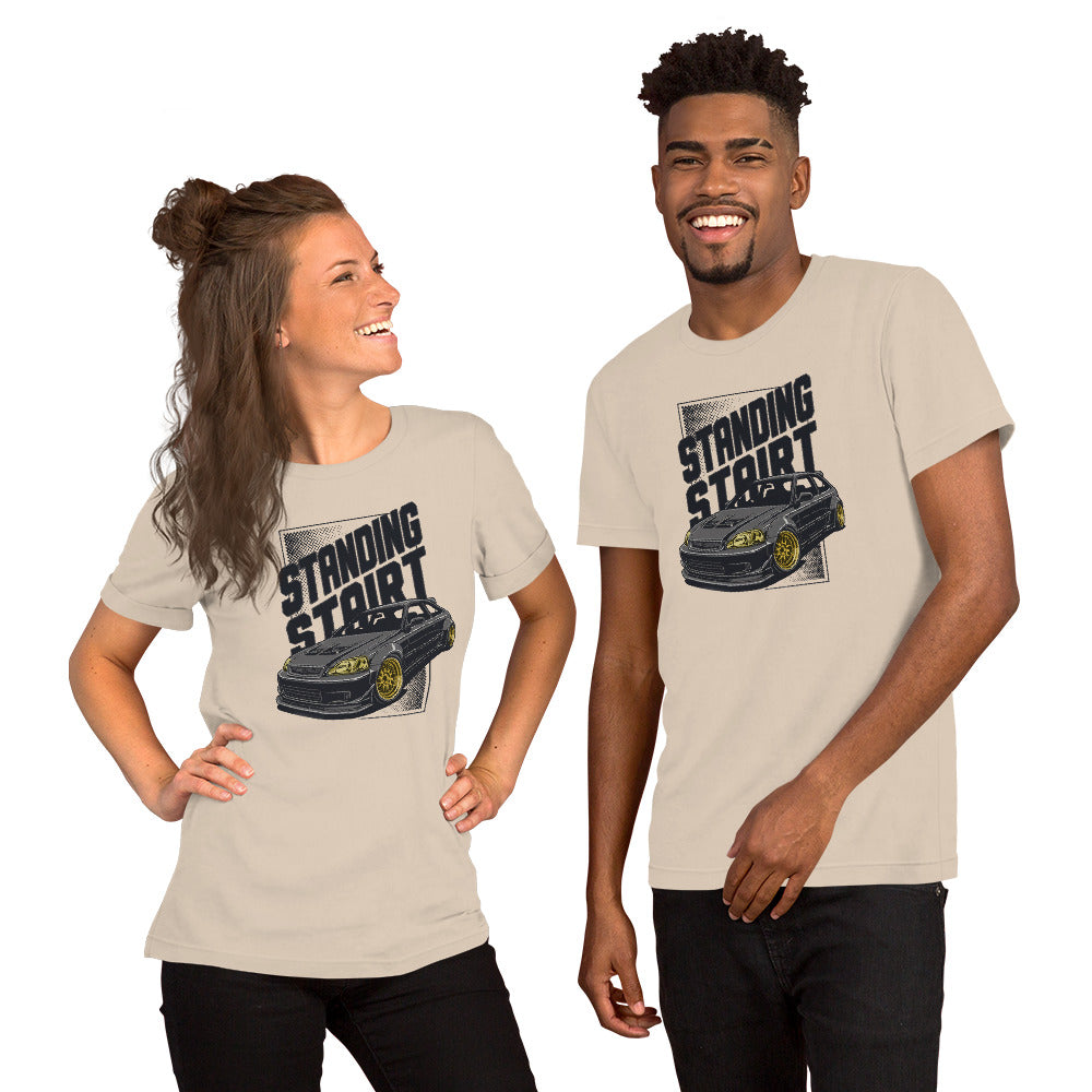 Standing Start Tee — Lights Out graphic t-shirt, Soft Cream front view (2) — Marque automotive apparel