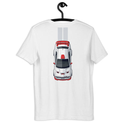 Muscle Track Tee — Iron and Asphalt graphic t-shirt, Solid White Blend back view (2) — Marque automotive apparel