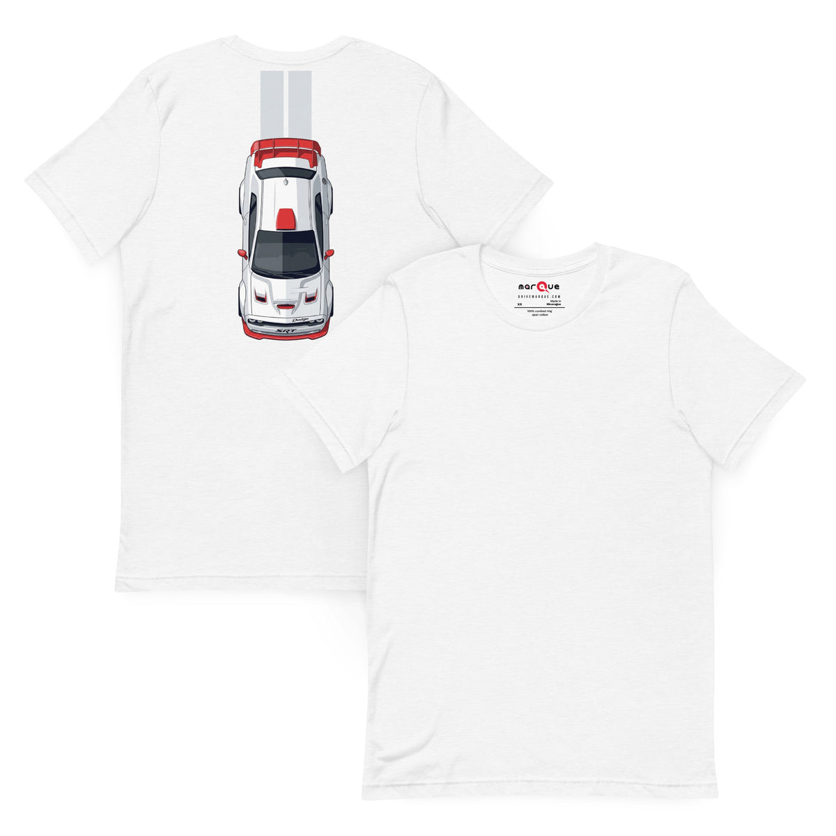 Muscle Track Tee — Iron and Asphalt graphic t-shirt, Solid White Blend front and back — Marque automotive apparel