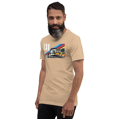 E30 Touring Car Tee — Group A Heritage graphic t-shirt, Tan front view (6) — Marque automotive apparel