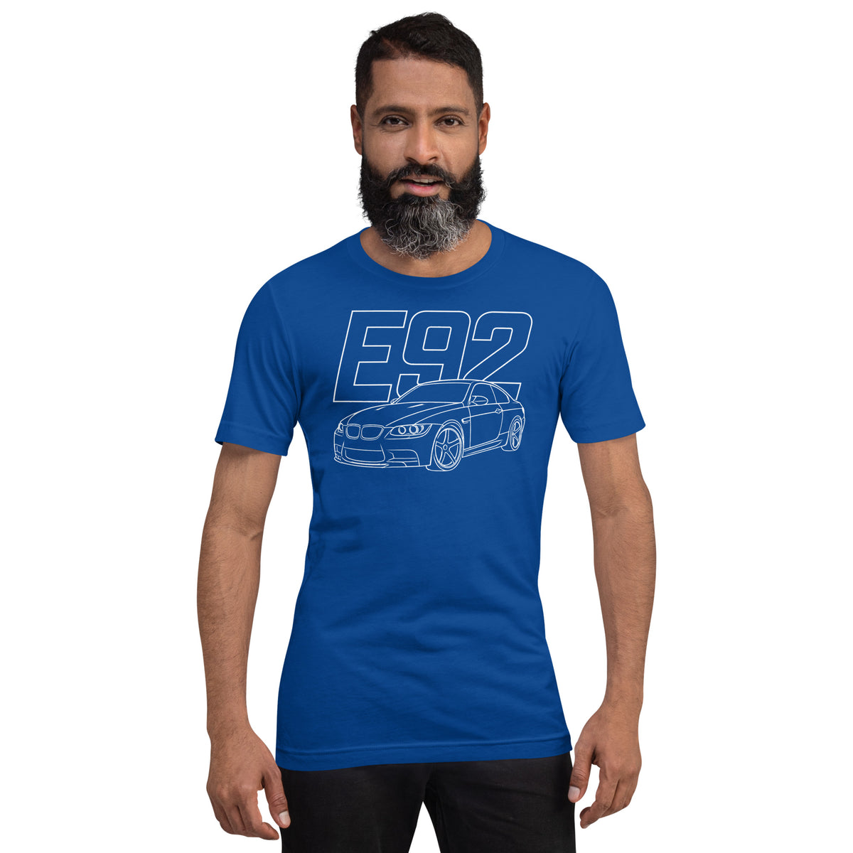 E92 Tee — Naturally Aspirated V8, True Royal front view (2) — Marque automotive apparel