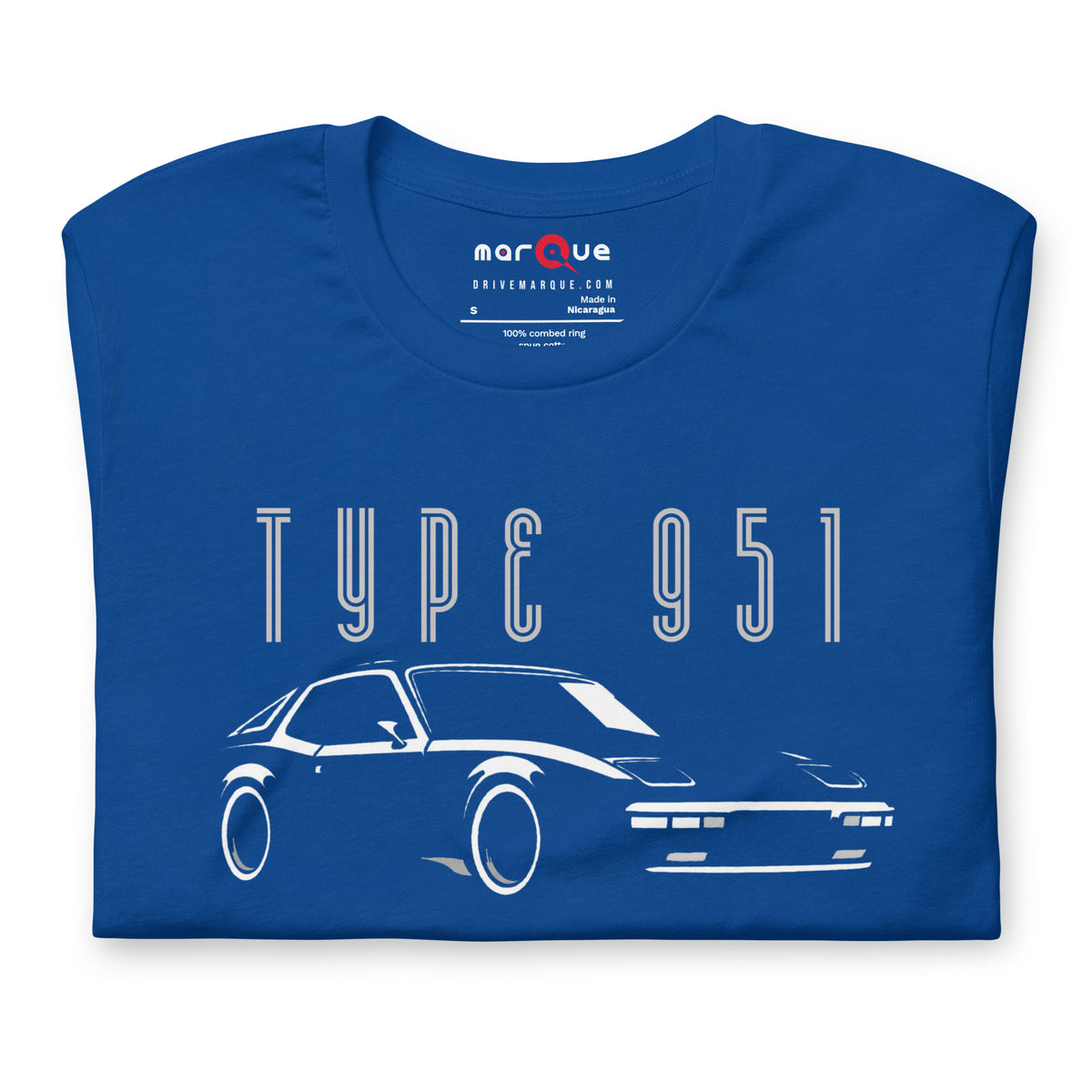 Type 951 t-shirt, True Royal front view (3) — Marque automotive apparel