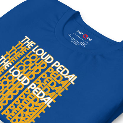 Loud Pedal Tee — Right Foot Down graphic t-shirt, True Royal print detail — Marque automotive apparel