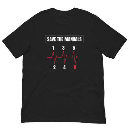 Save the Manuals heartbeat manual gearbox graphic t-shirt — Marque
