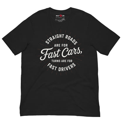 Fast Cars Fast Drivers Tee, Vintage Black front view — Marque automotive apparel