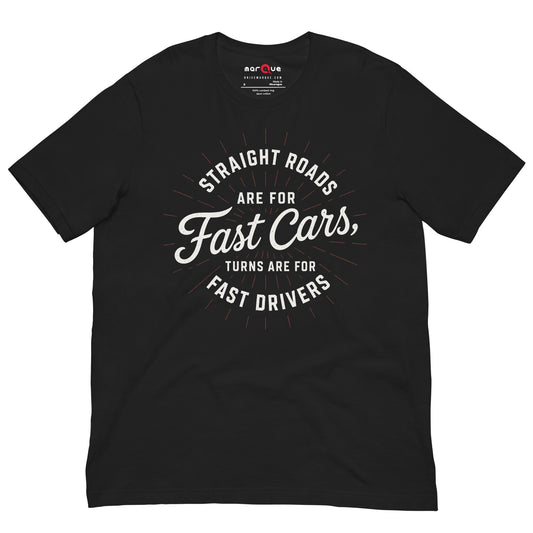 Fast Cars Fast Drivers Tee, Vintage Black front view — Marque automotive apparel