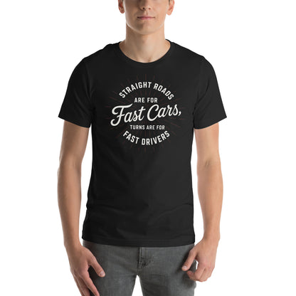 Fast Cars Fast Drivers Tee, Vintage Black front view (2) — Marque automotive apparel