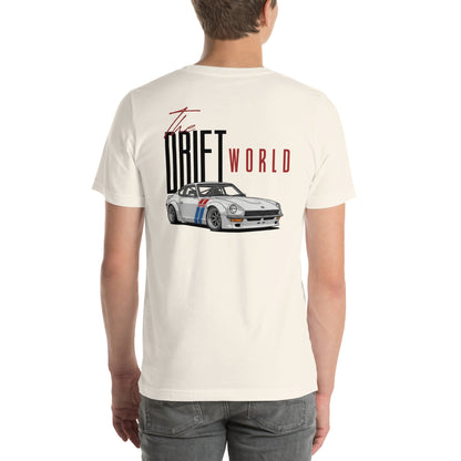 Drift World Z Tee — Rear-Drive Icon graphic t-shirt, Vintage White back view — Marque automotive apparel