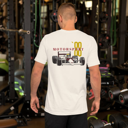 1988 Motorsport Tee — Turbo Era Finale graphic t-shirt, Vintage White back view (2) — Marque automotive apparel