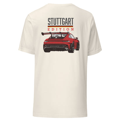 Stuttgart Edition Tee — German Precision graphic t-shirt, Vintage White back view — Marque automotive apparel