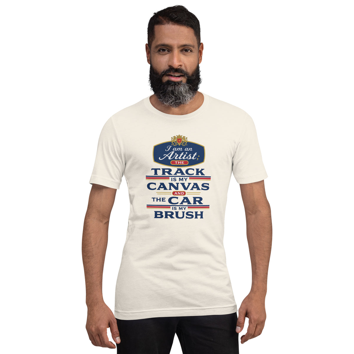 The Track Is My Canvas Tee, Vintage White front view (3) — Marque automotive apparel