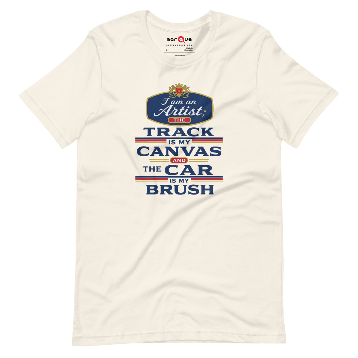 The Track Is My Canvas Tee, Vintage White front view — Marque automotive apparel