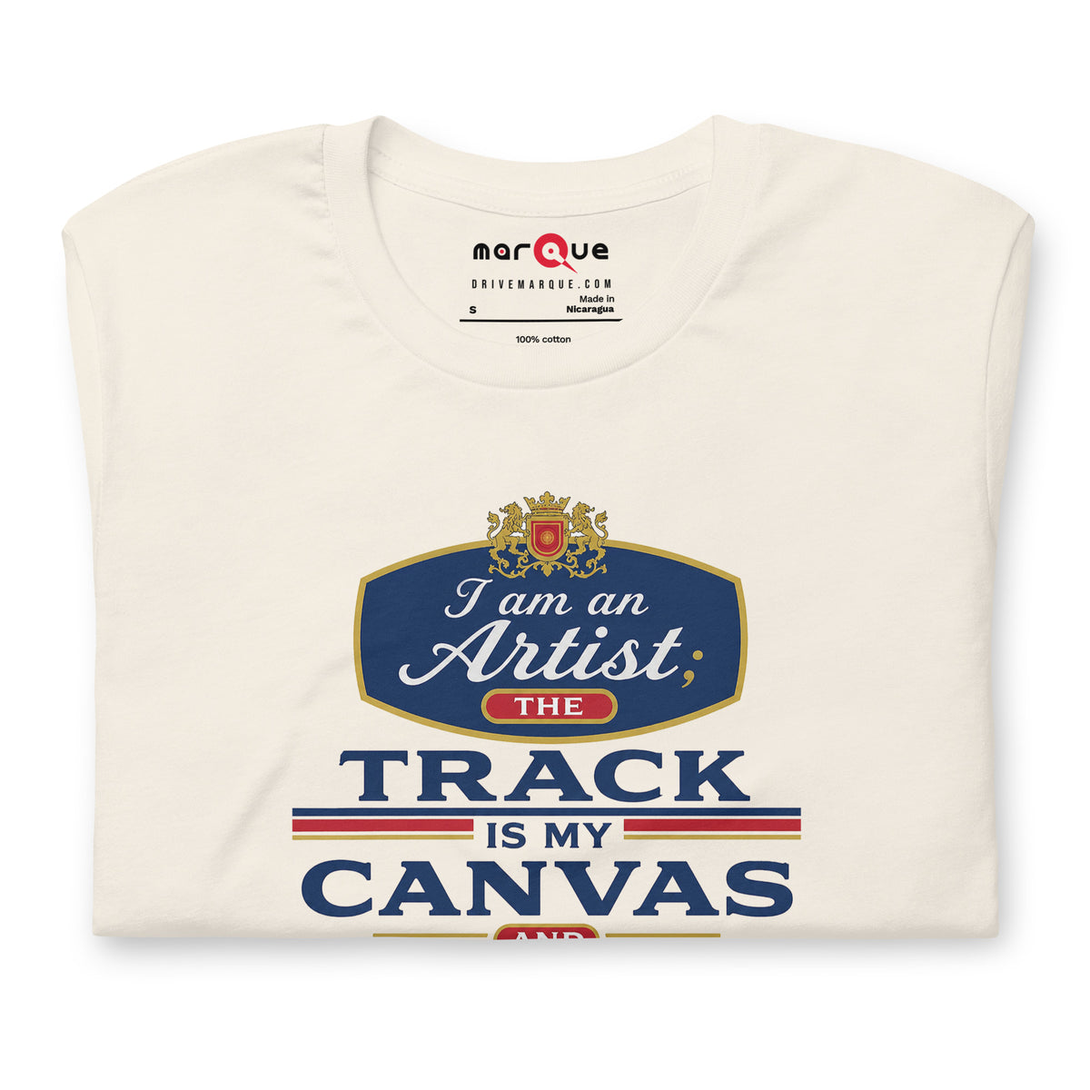 The Track Is My Canvas Tee, Vintage White front view (2) — Marque automotive apparel