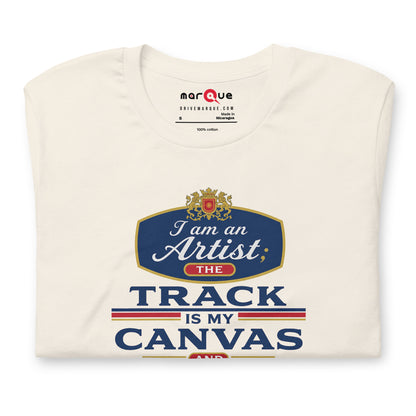 The Track Is My Canvas Tee, Vintage White front view (2) — Marque automotive apparel