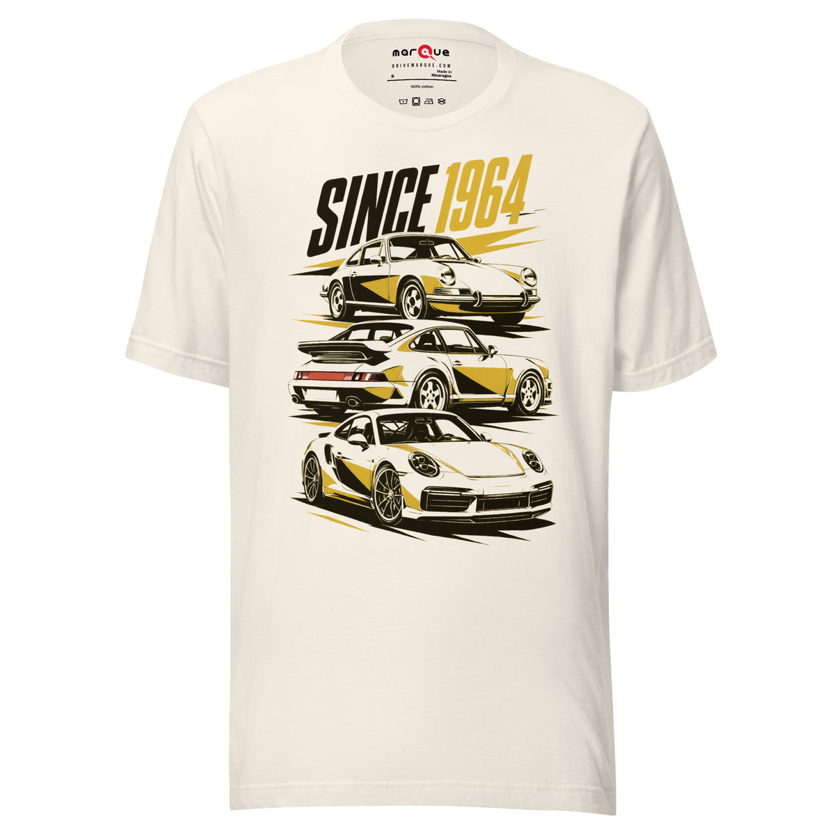 Stuttgart's Finest Since '64 t-shirt, Vintage White front view — Marque automotive apparel