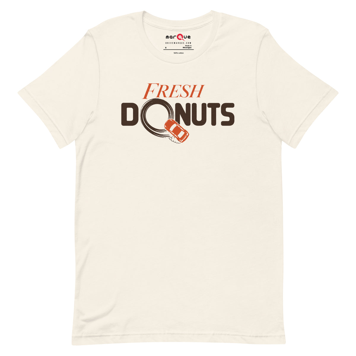 Fresh Donuts t-shirt, Vintage White front view — Marque automotive apparel