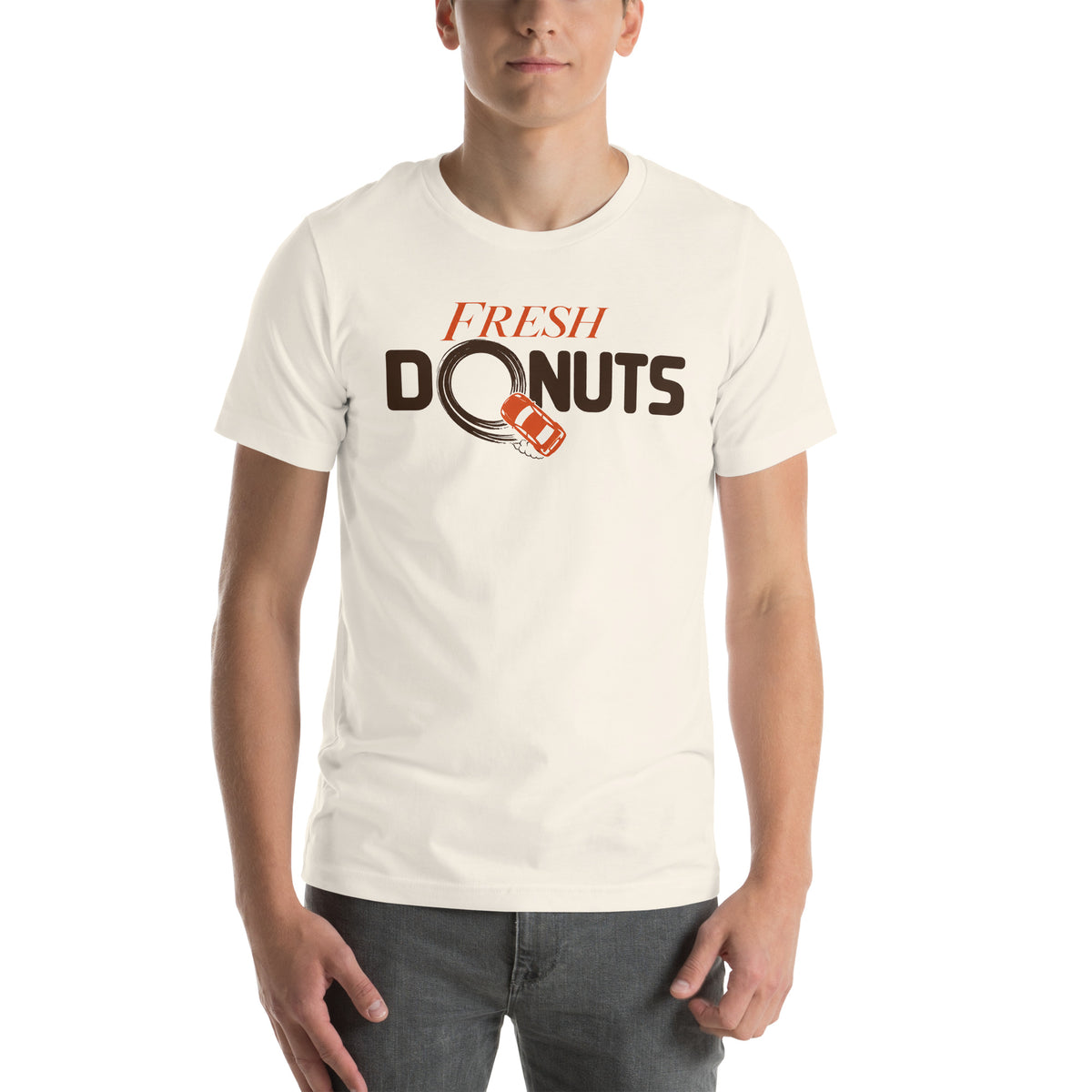 Fresh Donuts t-shirt, Vintage White front view (2) — Marque automotive apparel