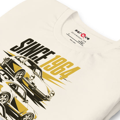 Stuttgart's Finest Since '64 t-shirt, Vintage White print detail — Marque automotive apparel
