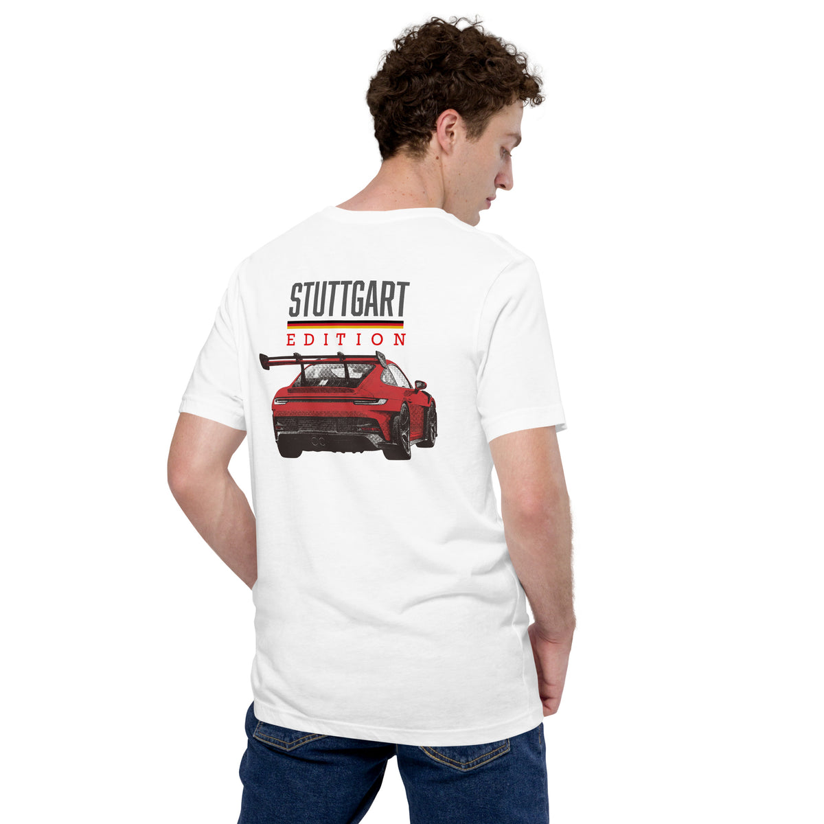 Stuttgart Edition Tee — German Precision graphic t-shirt, White back view (2) — Marque automotive apparel