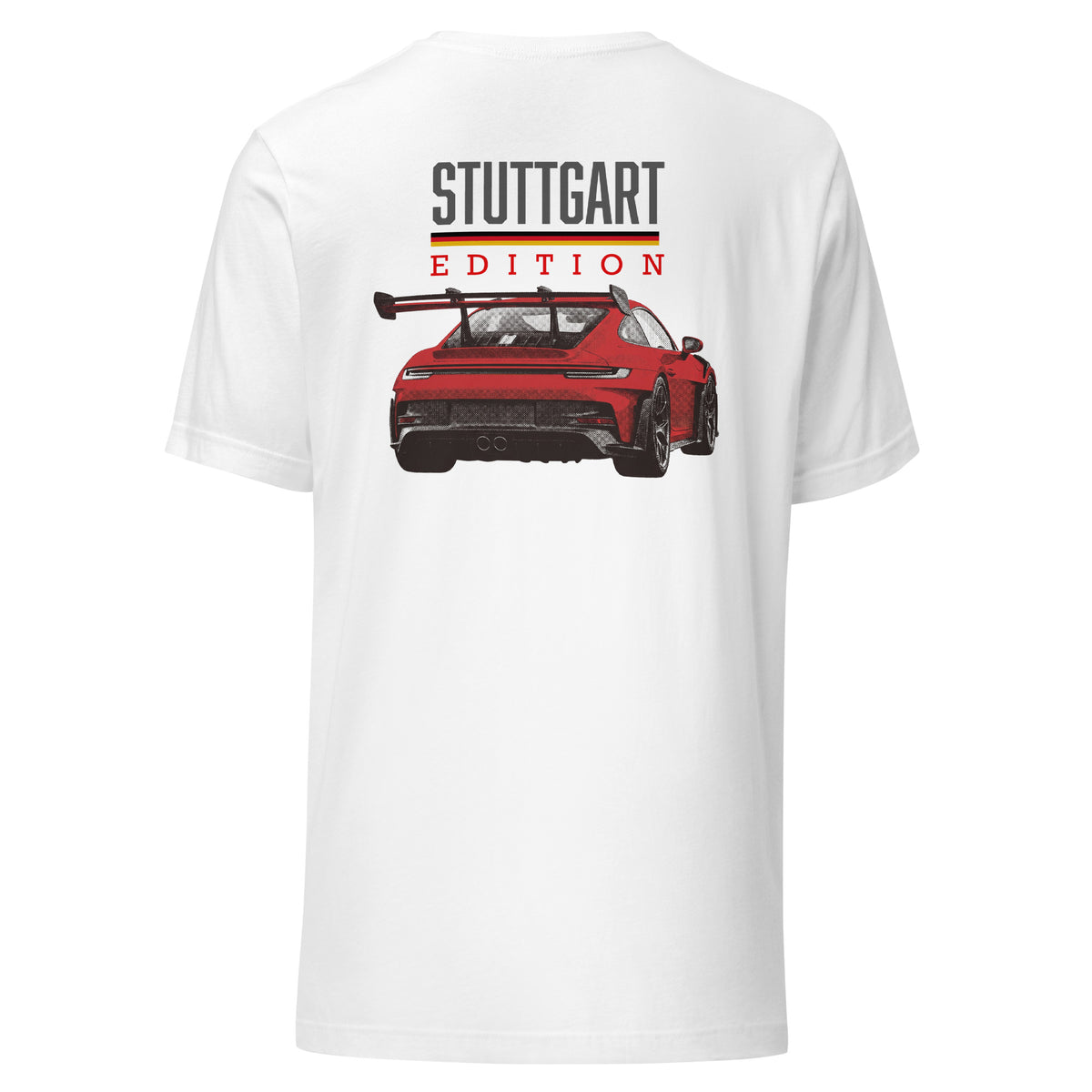 Stuttgart Edition Tee — German Precision graphic t-shirt, White back view — Marque automotive apparel