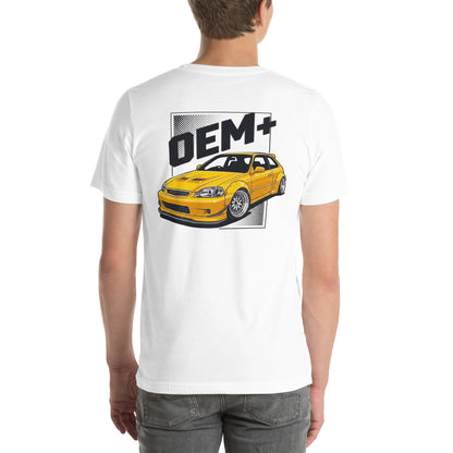 OEM+ tee, White back view — Marque automotive apparel