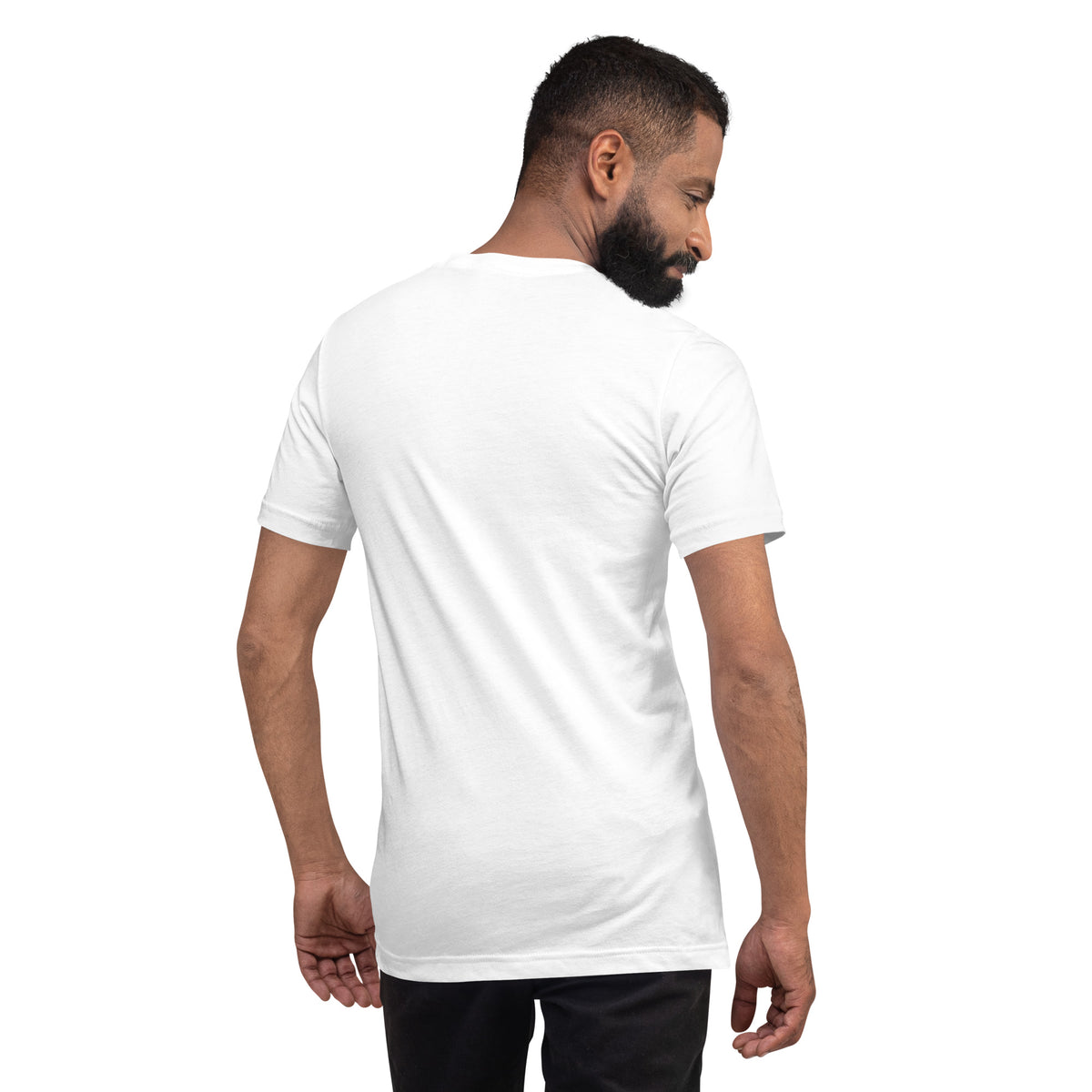 Super Wagon Tee, White — worn back view, plain back, Marque automotive apparel