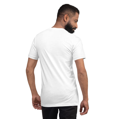Super Wagon Tee, White — worn back view, plain back, Marque automotive apparel