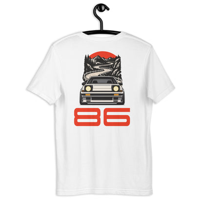 Touge Run Tee, White back view (3) — Marque automotive apparel
