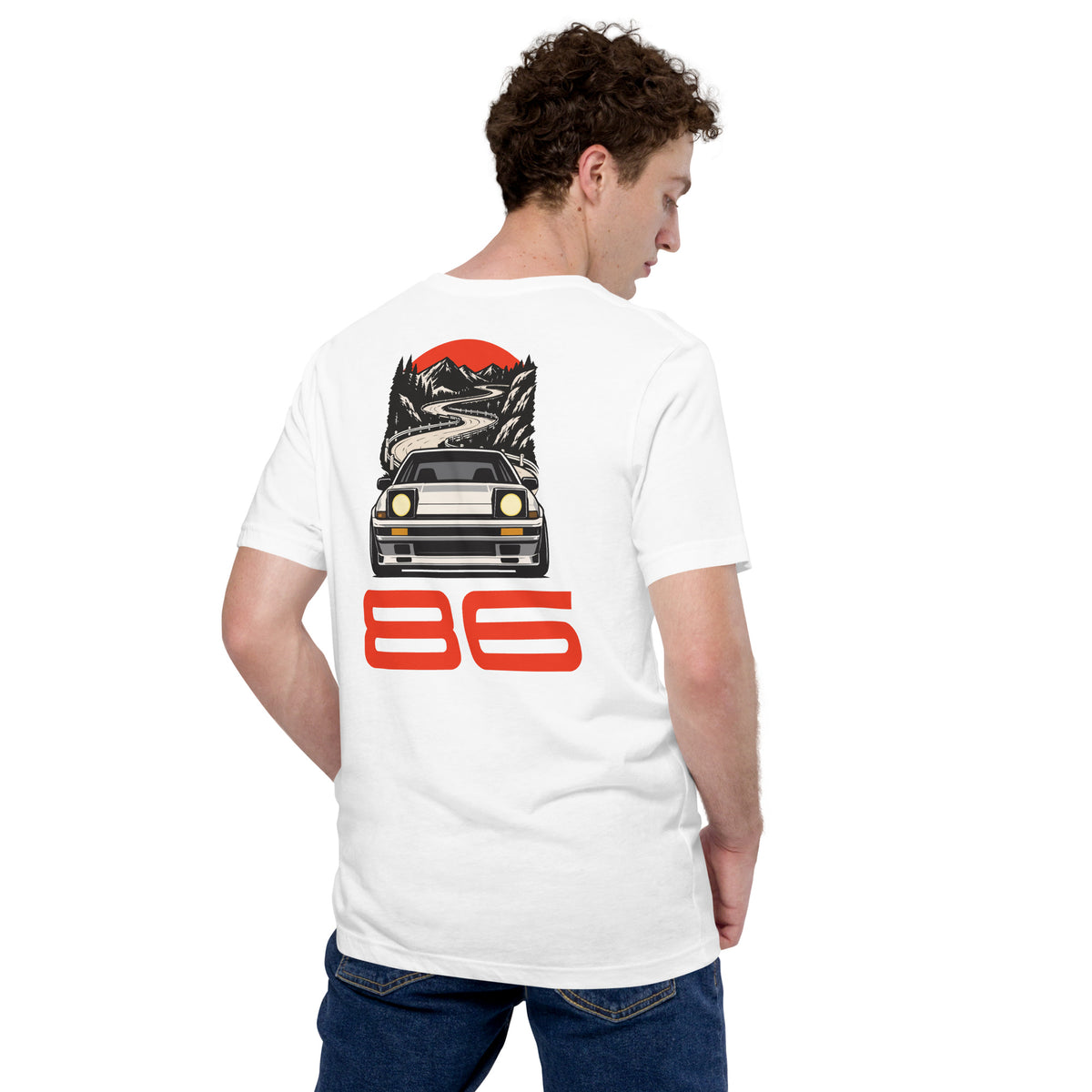 Touge Run Tee, White back view (2) — Marque automotive apparel