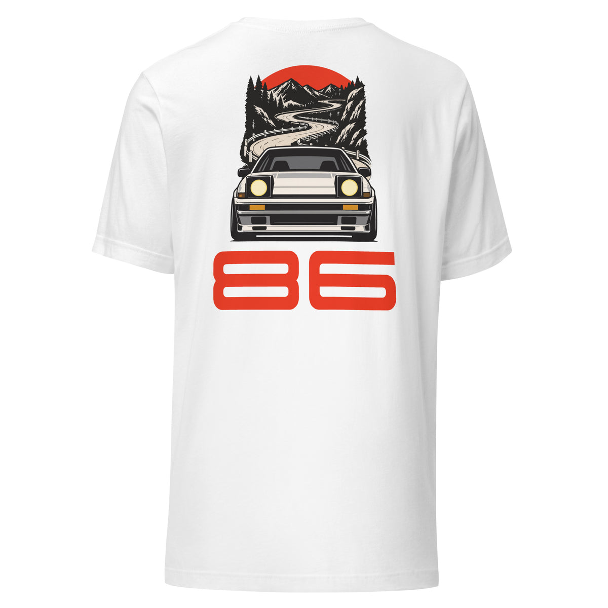 Touge Run Tee, White back view — Marque automotive apparel